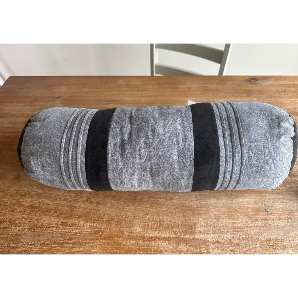 McLeland Design Grey Black Bolster Decorative Accent Pillow Pleated Colorblock